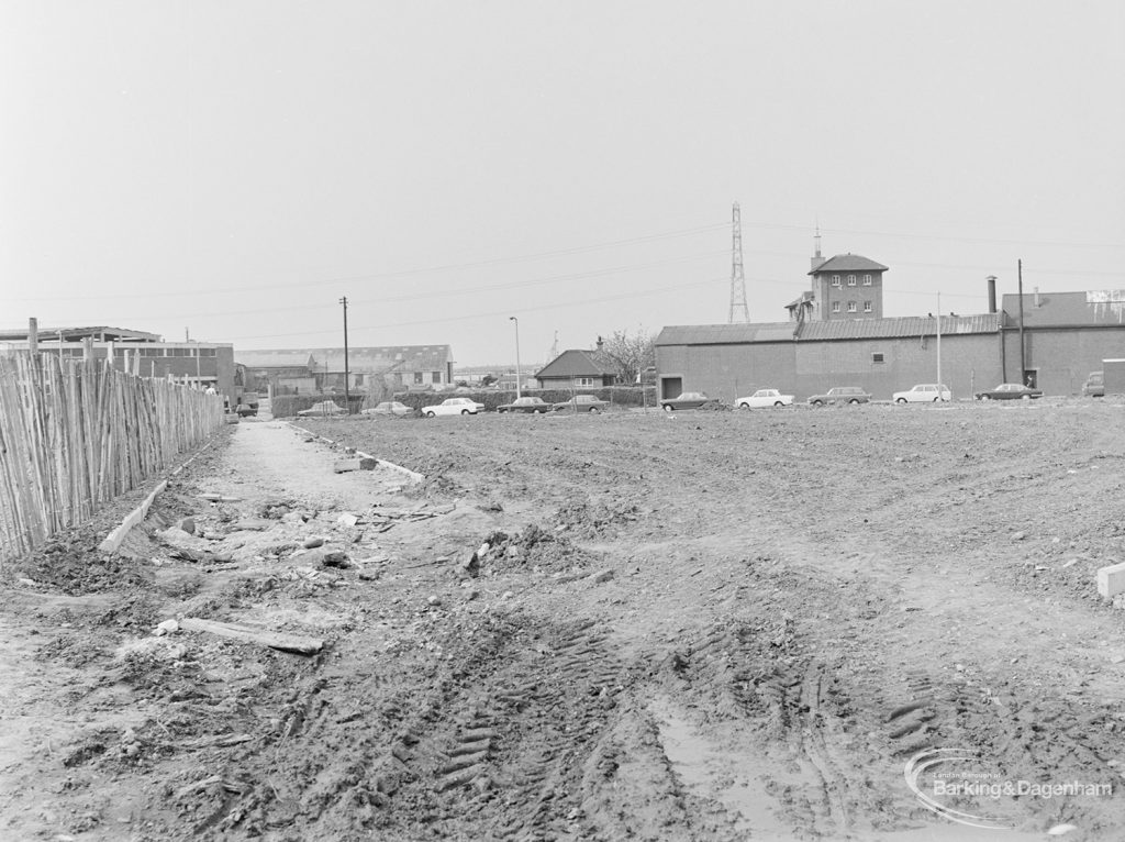 Old Barking landscaping, showing the east boundary looking south, 1972