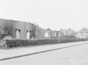 Housing development at Moss Road, Dagenham, showing final stage in demolition, from west, 1972