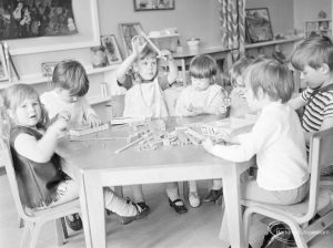 Welfare Department, taken for Social Services Dagenham Town Show display, showing children playing at a table, 1972