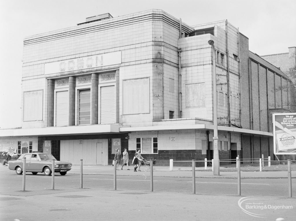 Becontree Heath development, showing Mayfair Cinema [became Odeon Cinema and now closed], 1972