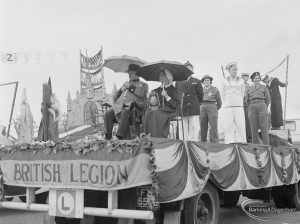 Dagenham Town Show 1972, showing Royal British Legion carnival float in Old Dagenham Park, 1972