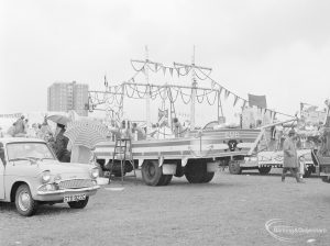 Dagenham Town Show 1972, showing rigged ship carnival float in Old Dagenham Park, 1972