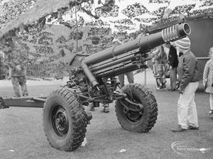Dagenham Town Show 1972 at Central Park, Dagenham, showing camouflage and two-wheeled light gun, 1972