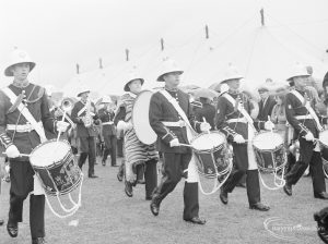 Dagenham Town Show 1972 at Central Park, Dagenham, showing marching band in arena, 1972
