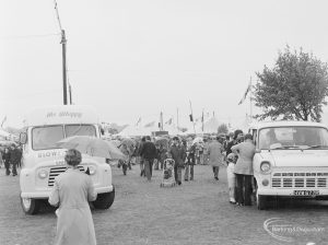 Dagenham Town Show 1972 at Central Park, Dagenham, showing two vans and members of public, 1972
