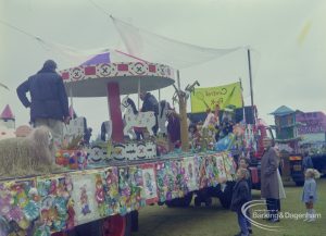 Dagenham Town Show 1972 at Central Park, Dagenham, showing side of Central Park Playleadership Scheme’s decorated float with Magic Roundabout, 1972
