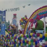 Dagenham Town Show 1972 at Central Park, Dagenham, showing decorated float with Wizard of Oz and rainbow display, 1972