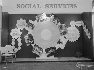Dagenham Town Show 1972 at Central Park, Dagenham, showing Civic Marquee with Social Services revolving display of photographs taken by Egbert Smart, 1972