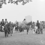 Dagenham Town Show 1972 at Central Park, Dagenham, showing group of horse riders before racing, 1972