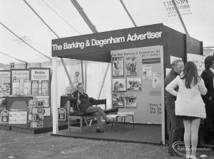 Dagenham Town Show 1972 at Central Park, Dagenham, showing ‘The Barking and Dagenham Advertiser’ stand, 1972