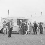 Dagenham Town Show 1972 at Central Park, Dagenham, showing queue for ice cream, 1972