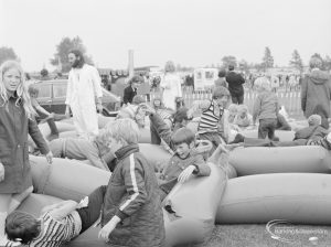 Dagenham Town Show 1972 at Central Park, Dagenham, showing children playing on intertwined inflated tubes, 1972