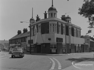 Old Barking, showing Westbury Arms Public House, looking from north-west Ripple Road, 1973