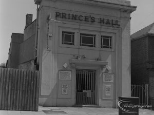 Old Barking, showing front exterior of Prince’s Hall in King Edward’s Road, north end, 1973