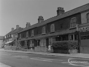 Old Barking, showing King Edward’s Road, east side north end with shops, 1973