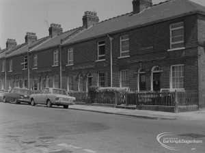 Old Barking, showing King Edward’s Road, eight houses and junction, looking north, 1973