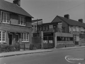 Old Barking, showing Morley Road, north side east end, with works and yard, 1973