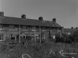 Old Barking, showing rear of houses and gardens in Morley Street, south-east side, east end, 1973