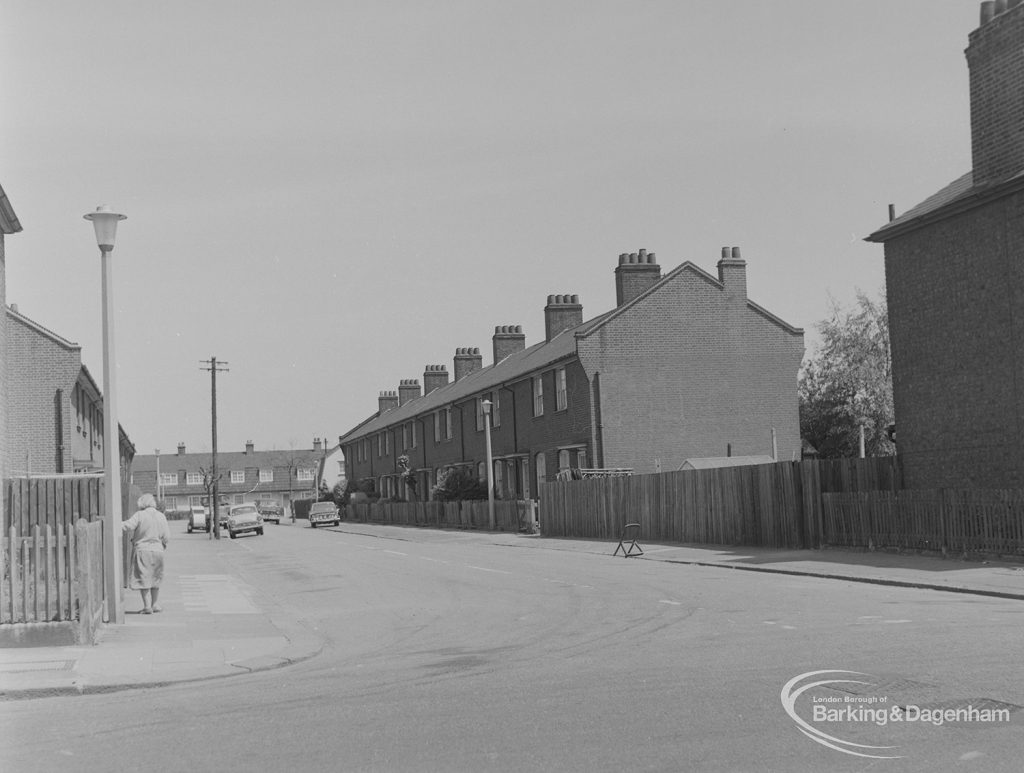 Old Barking, showing Boundary Road, south side from King Edward’s Road, 1973