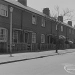 Old Barking, showing Boundary Road, south side from Greatfields Road, and with bare tree, 1973