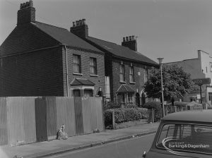 Old Barking, showing Wakering Road, old cottages on north-east side adjoining Barking Garage on north-west side, 1973