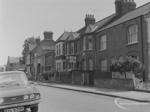Old Barking, showing Glenny Road, view of south-west side east end including Cyril Lodge and W H Sugden and Company Limited premises, 1973