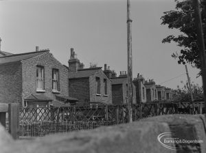Old Barking showing Fanshawe Avenue, rear of houses on south-west side, 1973