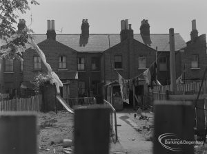 Old Barking showing Glenny Avenue, rear of houses on north-east side, 1973