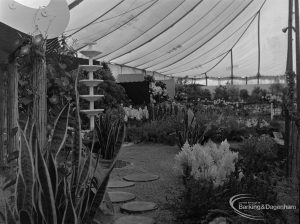 Dagenham Town Show 1973 at Central Park, Dagenham, showing Chinese canopy in the London Borough of Barking garden, 1973