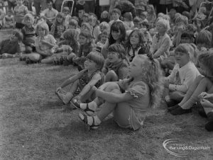 Dagenham Town Show 1973 at Central Park, Dagenham, showing section of audience watching Punch and Judy show, 1973