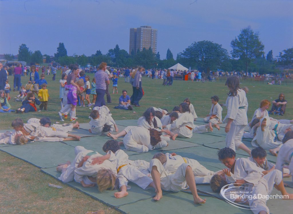 Dagenham Town Show 1973 at Central Park, Dagenham, showing a judo group demonstration, 1973