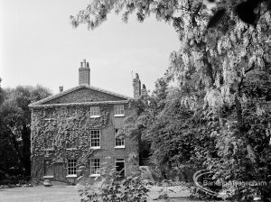 Barking Vicarage, showing rear view from north-west, with trees, 1974