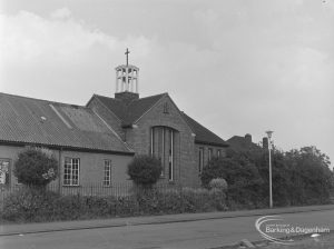 St Peter’s Church, Warrington Road, Dagenham from across road, looking north-east, 1974