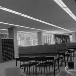 New Barking Central Library, Axe Street, Barking, showing reading and writing tables in Reference section, 1974