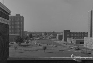 Becontree Heath, showing view from roof of Civic Centre, Dagenham [possibly towards west], with Three Travellers Public House and Ship and Anchor Public House in background, 1974