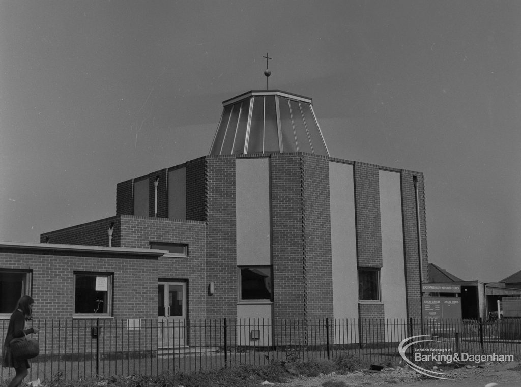 Becontree Heath, showing Becontree Heath Methodist Church from south-west, 1974