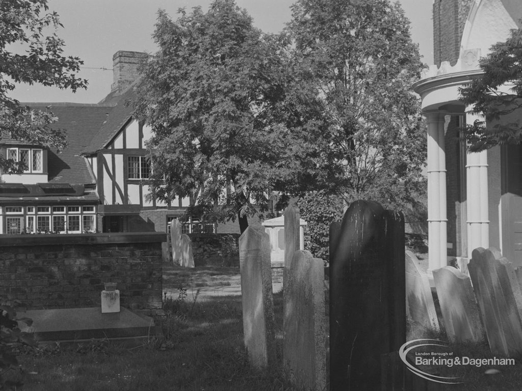 The Cross Keys Public House, Dagenham from St Peter and St Paul’s Parish Churchyard, 1974