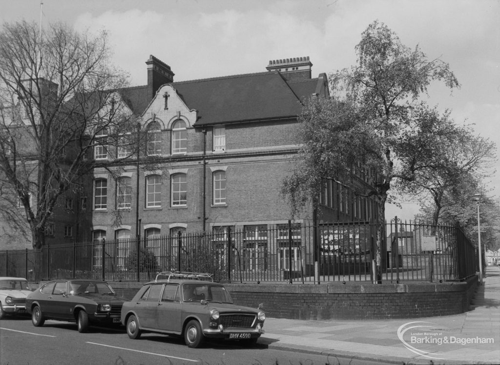 Westbury School, Ripple Road, Barking from south-east, 1976