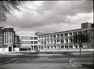 The Civic Centre, Dagenham, and new extension, taken from Frizlands Lane, 31 January 1965
