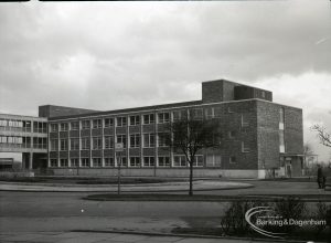 The Civic Centre, Dagenham, showing new extension from south-west, 31 January 1965