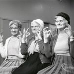Public health and elderly people’s welfare, showing three women doing finger exercises at Oxlow Lane Clinic, Dagenham, 4 February 1965