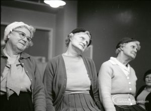 Public health and elderly people’s welfare, showing three women doing head exercises at Oxlow Lane Clinic, Dagenham, 4 February 1965