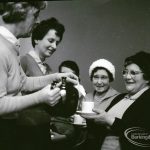 Public health and elderly people’s welfare, showing helpers serving cups of tea at Oxlow Lane Clinic, Dagenham, 4 February 1965