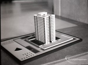 A model of a Tower Block in Church Elm Lane, Dagenham, taken for the Architect’s Department, 9 February 1965