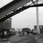Dagenham Council salvage, showing new incinerator building and chimney, and with conveyor belt, 9 February 1965