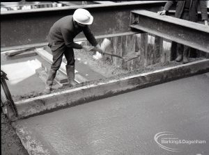 Dagenham Council Sewage banks reconstruction, showing concreting in drain, 1965