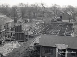 Dagenham Council Sewage banks reconstruction, showing view from gasholder to drain, 1965