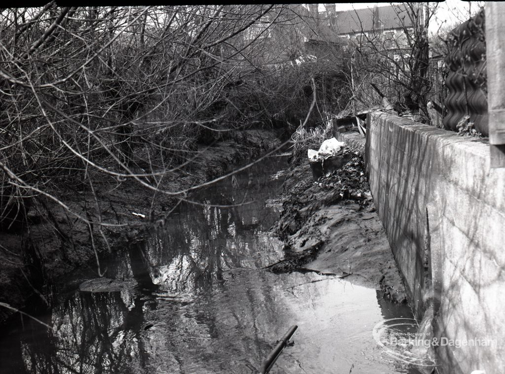 Wantz Sewer Environment scheme showing embankment of Wantz Stream, looking north, 1965