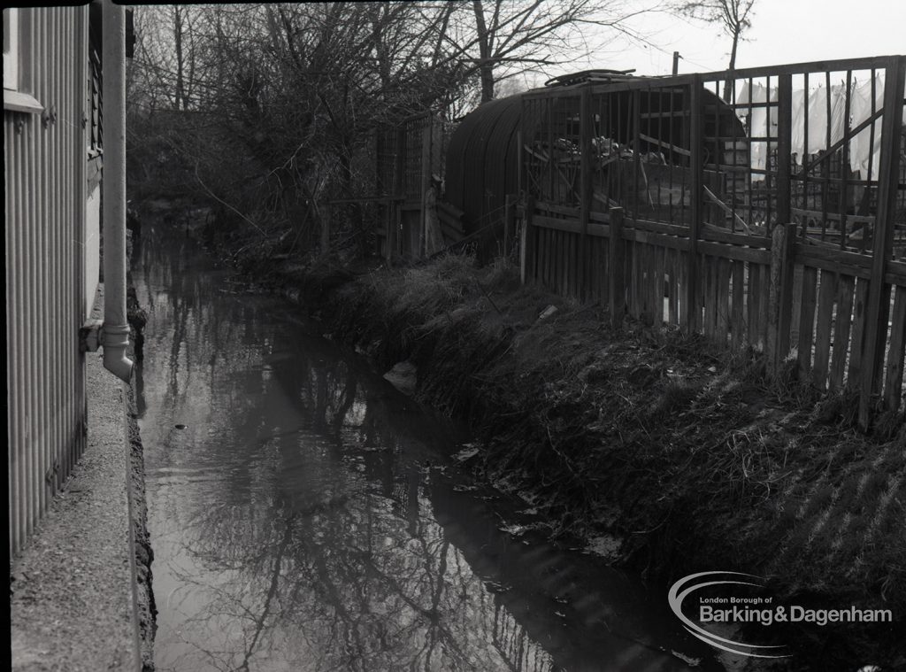 Wantz Sewer Environment scheme looking south along Wantz Stream from garage, 1965