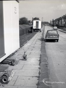 Wantz Sewer Environment scheme, showing road adjoining railway line, from south, 1965